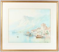 HENRY BOWSER WIMBUSH (1861-1943) Pella, Lake Orta, watercolour, signed 47cm x 59cm