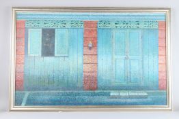 SOUTH EAST ASIAN SCHOOL (LATE 20TH CENTURY) An ornate facade of a house with door and shutters,