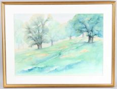 20TH CENTURY SCHOOL Trees in a park, watercolour, 40cm x 58cm