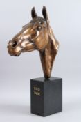 MAUREEN M COATMAN (1919-2005) A large patinated cast bronze bust of the racehorse Red Rum, on