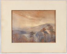 AESTHETIC SCHOOL (20TH CENTRY) View over a valley, watercolour, signed with monogram, dated 1915,