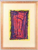 WILLIAM GEAR RA FRSA FBSA (1915-1997) 'Red Vertical' mixed media, signed and dated '95 44cm x 29.