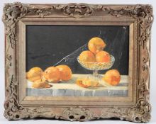 PATRICK GALVANI (1922 - 2013) 'Mineolas' Still life of a glass bowl and oranges, oil on canvas,