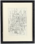 SIR EDUARDO PAOLOZZI RA (1924-2005) Abstract line drawing, pencil on grid paper, 28cm x 20cm