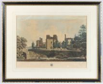 I.CLARK AFTER JOSEPH FRANCIS GILBERT 'Cowdray Ruins' coloured engraving, first published Aug 1824,