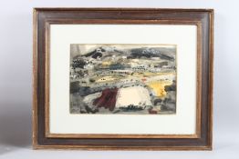 JOHN PIPER (1903-1992) Landscape with Harmony Chapel, mixed media, ink and gouache, signed, 34cm x