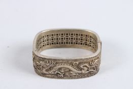 A CHINESE WHITE METAL BRACELET.