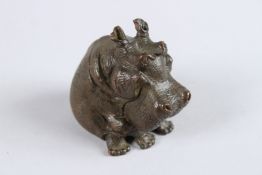 A JAPANESE OKIMONO BRONZE HIPPOPOTAMUS.