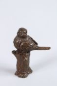 A JAPANESE OKIMONO BRONZE BIRD.
