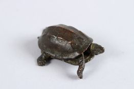 A JAPANESE OKIMONO BRONZE TORTOISE with articulated head.