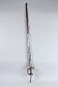 A VERY LARGE 17TH CENTURY INDIAN STEEL FIRANGI SWORD. 42ins long.