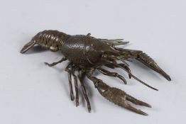 A LARGE JAPANESE BRONZE ARTICULATED LOBSTER. 10ins long.