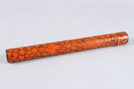 A TURKISH OTTOMAN PAPIER MACHE PEN WRITING ROLL. 12.5ins long.
