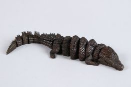 A JAPANESE OKIMONO BRONZE CROCODILE with articulated body.