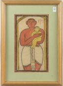 ATTRIBUTED TO JAMINI ROY (1887 - 1972) INDIAN. Study of a figure and child, gouache on paper. 14.