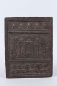 A CHINESE CARVED INK BLOCK. 7.5ins x 9ins.