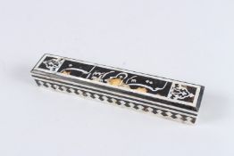 A TURKISH OTTOMAN TORTOISESHELL AND MOTHER-OF-PEARL PEN CASE. 9ins high.