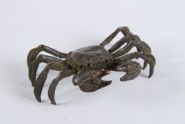 A JAPANESE OKIMONO BRONZE CRAB.