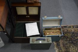 A quantity of records and a mahogany record box.