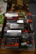 Various boxed and loose die-cast model cars and other items.