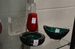 A group of Whitefriars glassware.