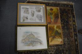 Bassett, two small oil paintings depicting Dunford Hollow, Midhurst and Shanklin Chine, Isle of