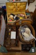 Artists box, sewing equipment etc.
