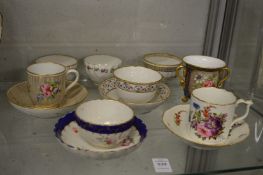 Various Derby and other teacups, tea bowls, saucers etc.