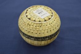 An Eastern bone circular box and cover.