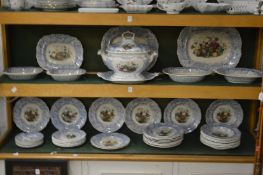 A large quantity of Wedgwood fruit basket dinnerware to include a large twin handled tureen, cover