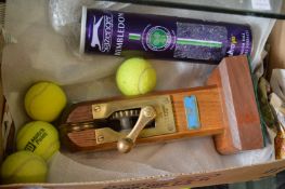 An Eezewynder tennis net winding post top and other items.