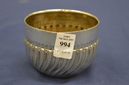A Victorian silver circular wrythen fluted sugar bowl, London 1881.