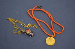 Two decorative necklaces.