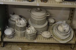 Large quantity of Narumi silver pine dinnerware.