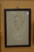 Hilda Trefusis, bust portrait of Desmond Fitzpatrick, pencil and chalks.
