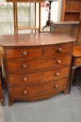 A 19th century mahogany bow front chest of drawers.