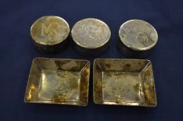 Silver pill boxes etc.