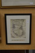 Isle of Dogs, annotated map, framed and glazed.