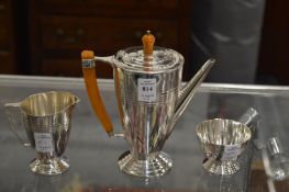 A good Art Deco silver three piece coffee service by William Hutton dated 1938.
