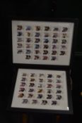 A quantity of Olympic stamps framed and glazed.
