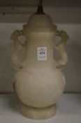 An alabaster lamp base.
