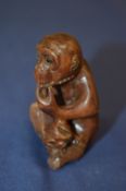 Japanese carved wood monkey.