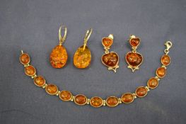 Silver and amber jewellery.
