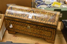 An Eastern inlaid dome topped casket.