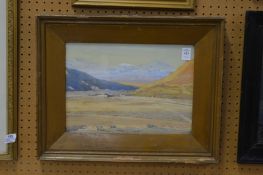 Price King, landscape with snow capped mountains, watercolour, signed.