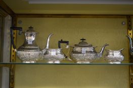A silver plated four piece tea and coffee service.