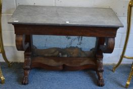 A 19th century mahogany marble topped and mirror backed console table.