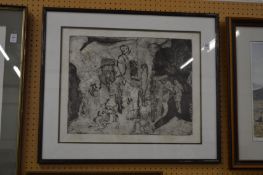Francis Burges, group of figures, etching, signed.