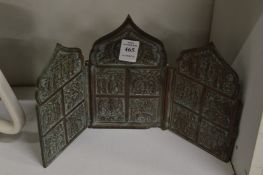 An Islamic style small brass triptych.