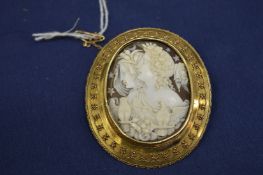 A very good yellow metal mounted cameo brooch.